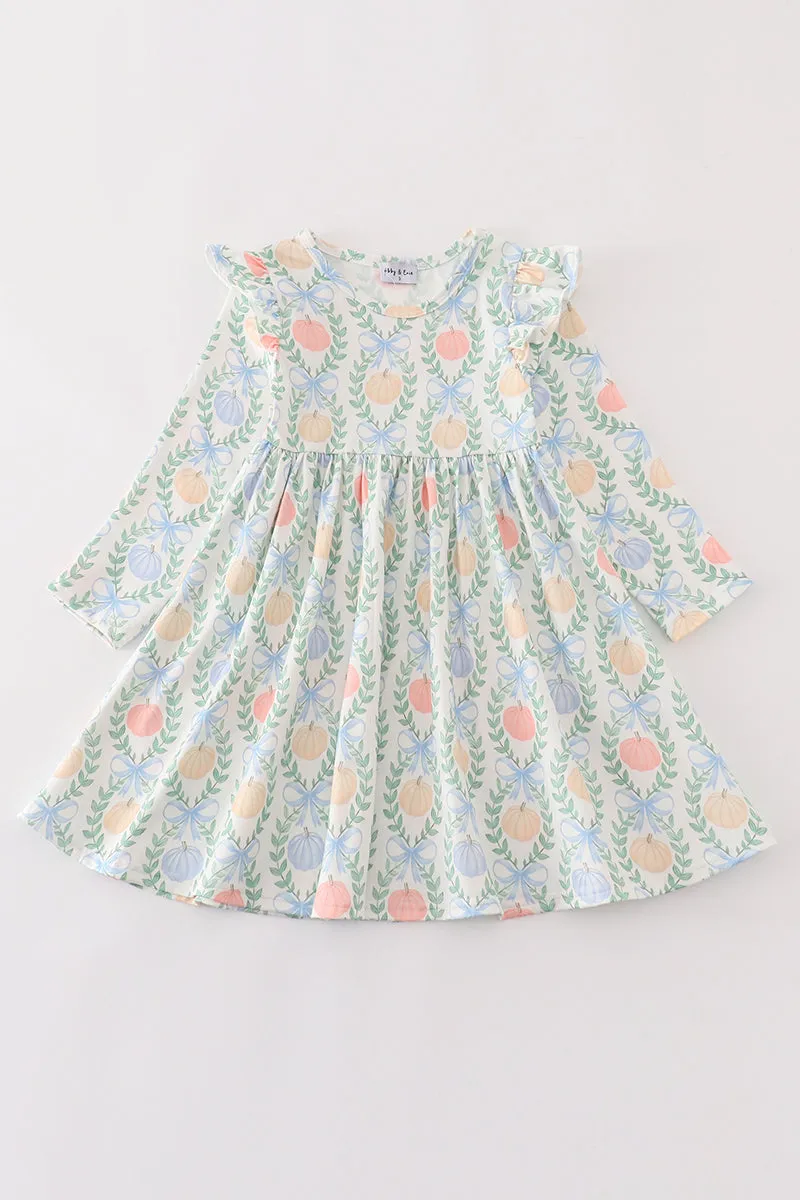 Blue Pumpkin Print Dress