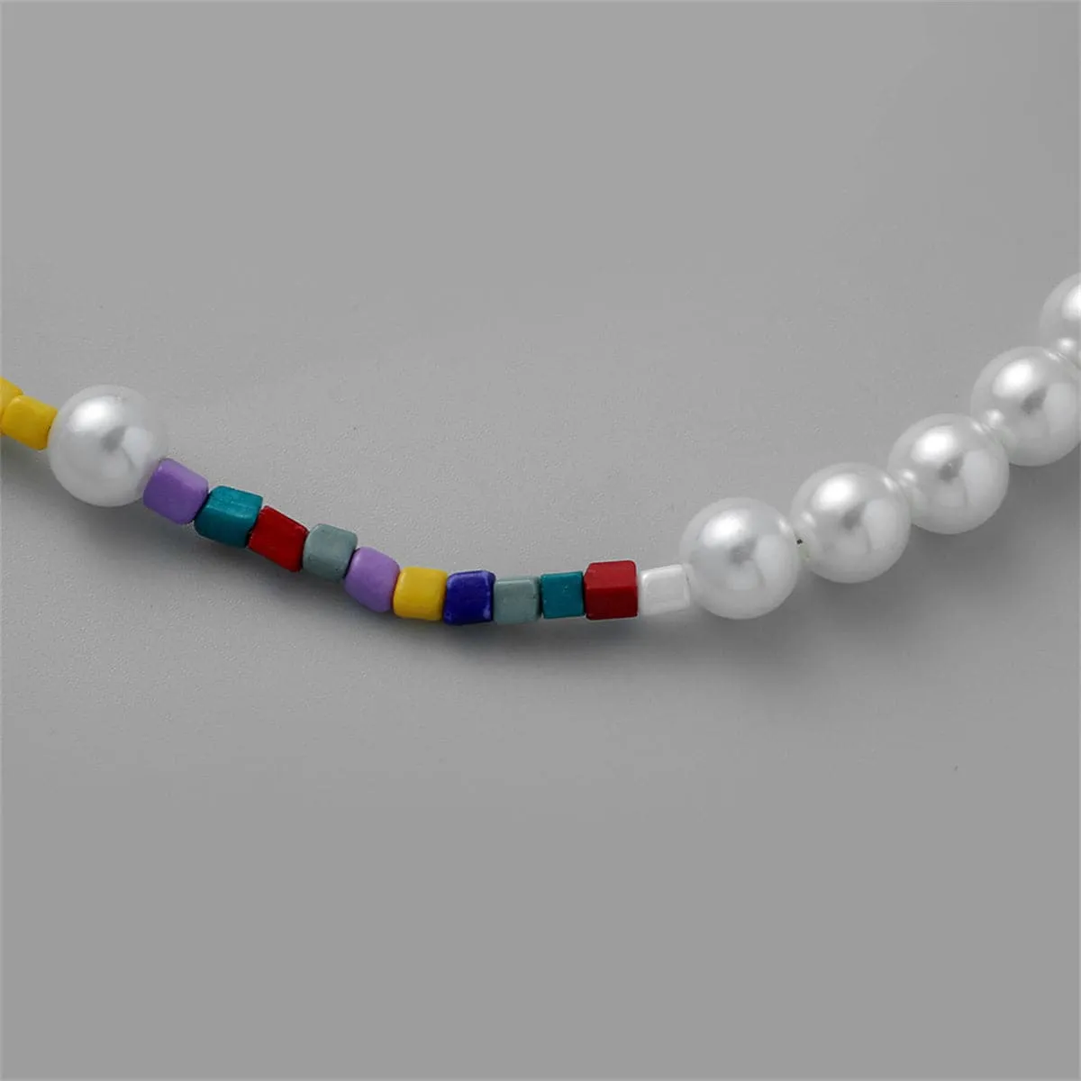 Blue Teal Howlite & Pearl Beaded Necklace