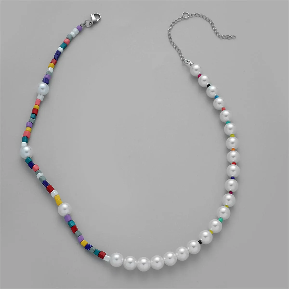 Blue Teal Howlite & Pearl Beaded Necklace