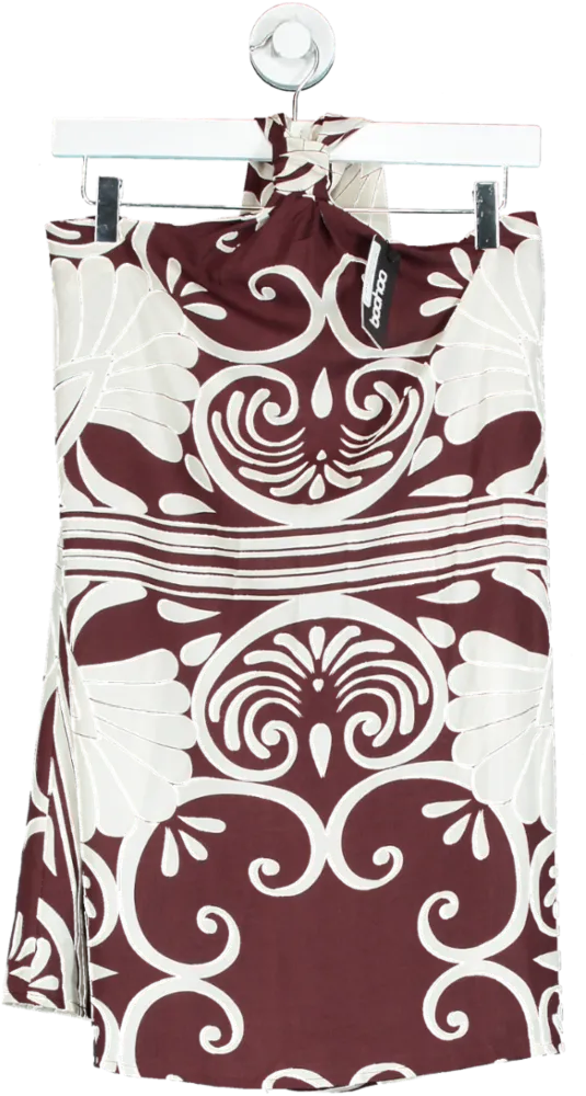 Boohoo Brown and White Strapless Mini Dress UK 10