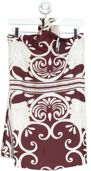 Boohoo Brown and White Strapless Mini Dress UK 10