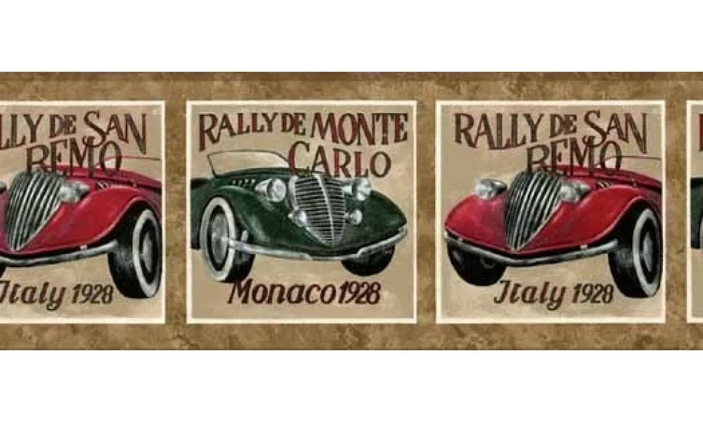Brown Framed Vintage Cars AW619 Wallpaper Border