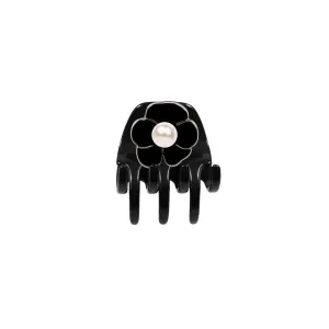 Camellia Pearl Medium Black Claw Clip