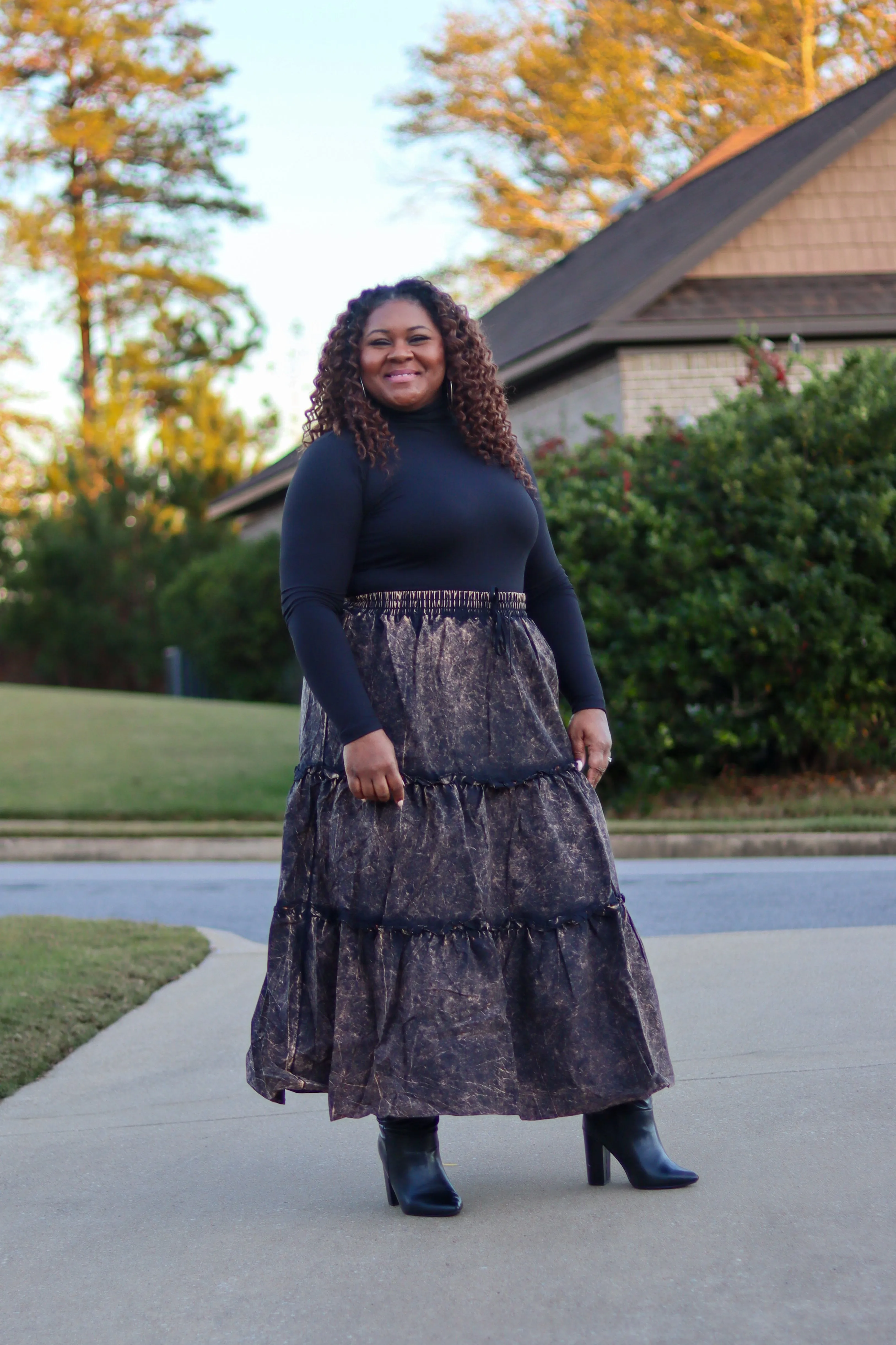 Camila Acid Wash Tiered Skirt Set