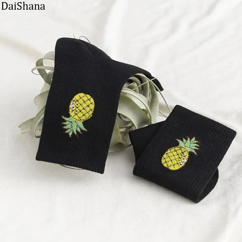 Cartoon Fruit Embroidered Socks - 1 Pair