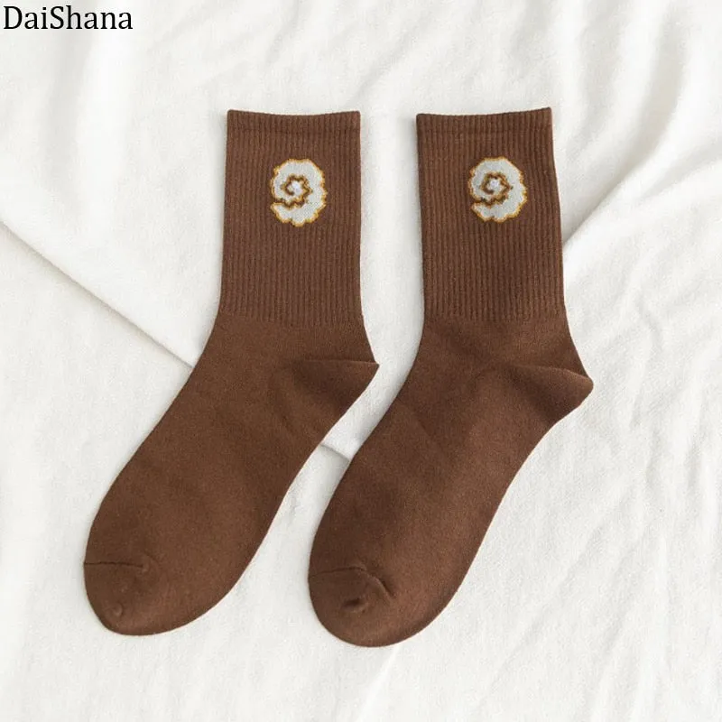 Cartoon Fruit Embroidered Socks - 1 Pair