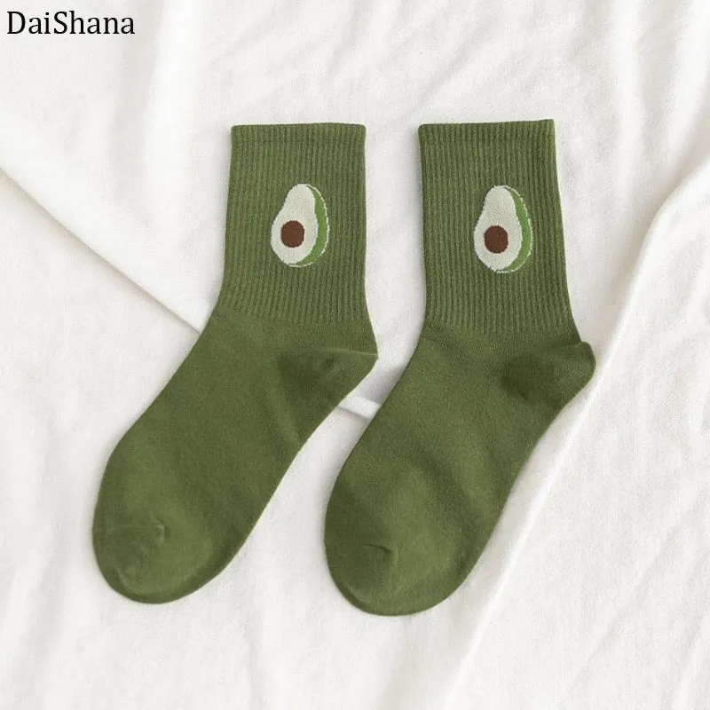 Cartoon Fruit Embroidered Socks - 1 Pair