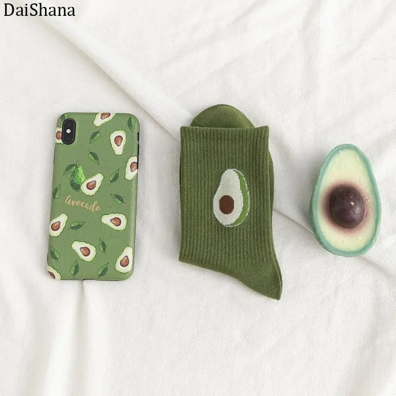Cartoon Fruit Embroidered Socks - 1 Pair