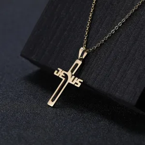 Christianartbag Jewelry, Jesus Cross Hollow Pendant Necklaces for Women Men Christian Chocker Wholesale Stainless Steel Jewelry,CABJWL03270723