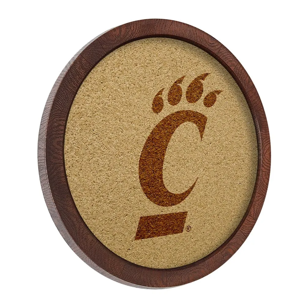 Cincinnati Bearcats: Logo - "Faux" Barrel Framed Cork Board
