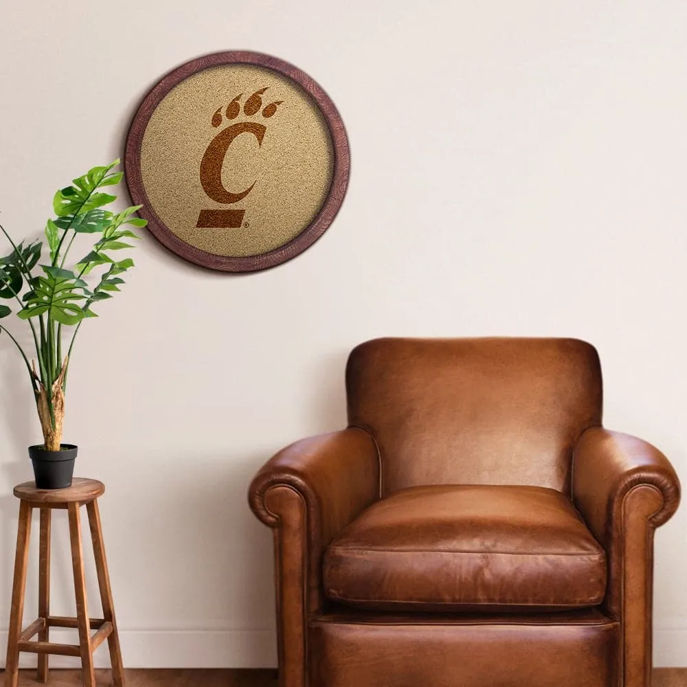 Cincinnati Bearcats: Logo - "Faux" Barrel Framed Cork Board
