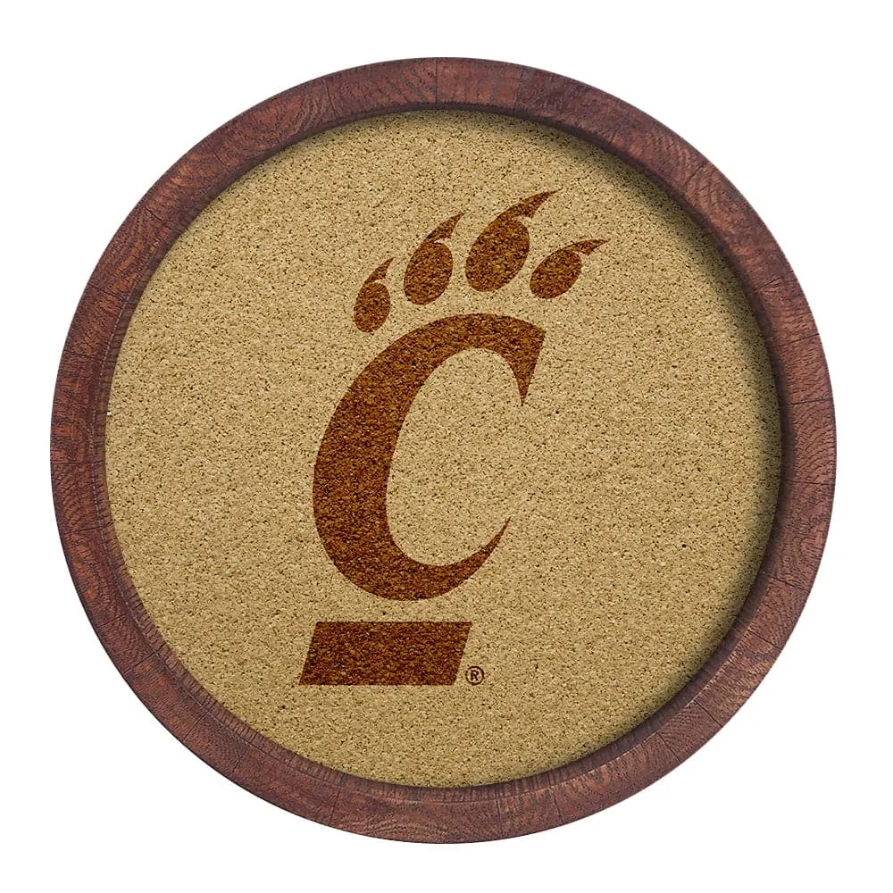 Cincinnati Bearcats: Logo - "Faux" Barrel Framed Cork Board