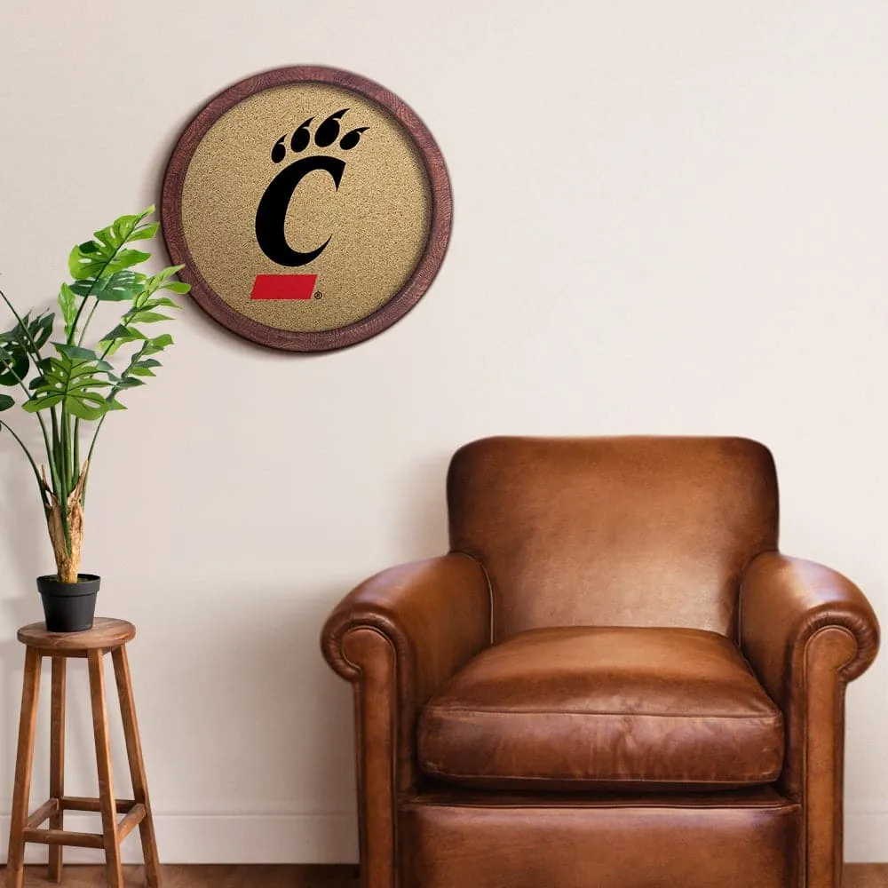Cincinnati Bearcats: Logo - "Faux" Barrel Framed Cork Board