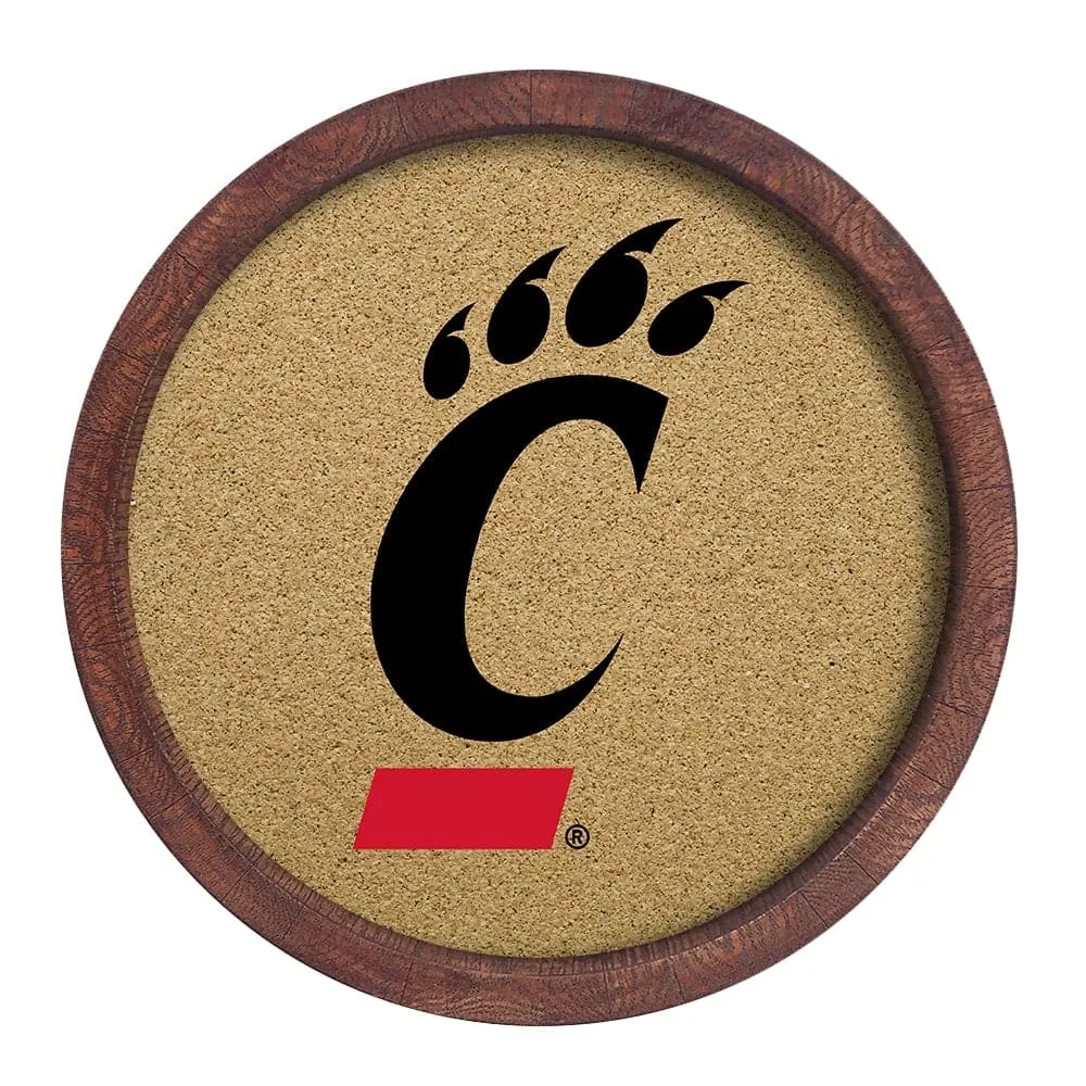 Cincinnati Bearcats: Logo - "Faux" Barrel Framed Cork Board