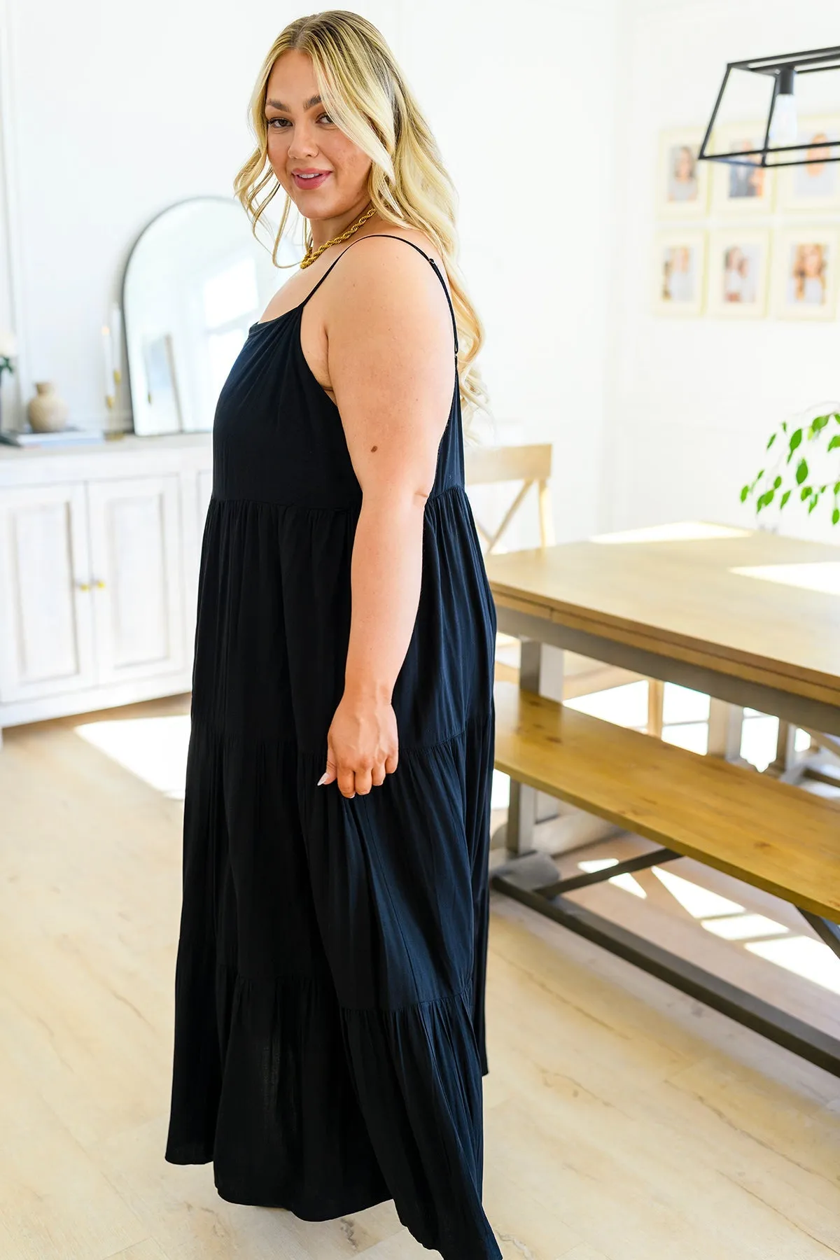 Classically Cool Tiered Maxi Dress in Black