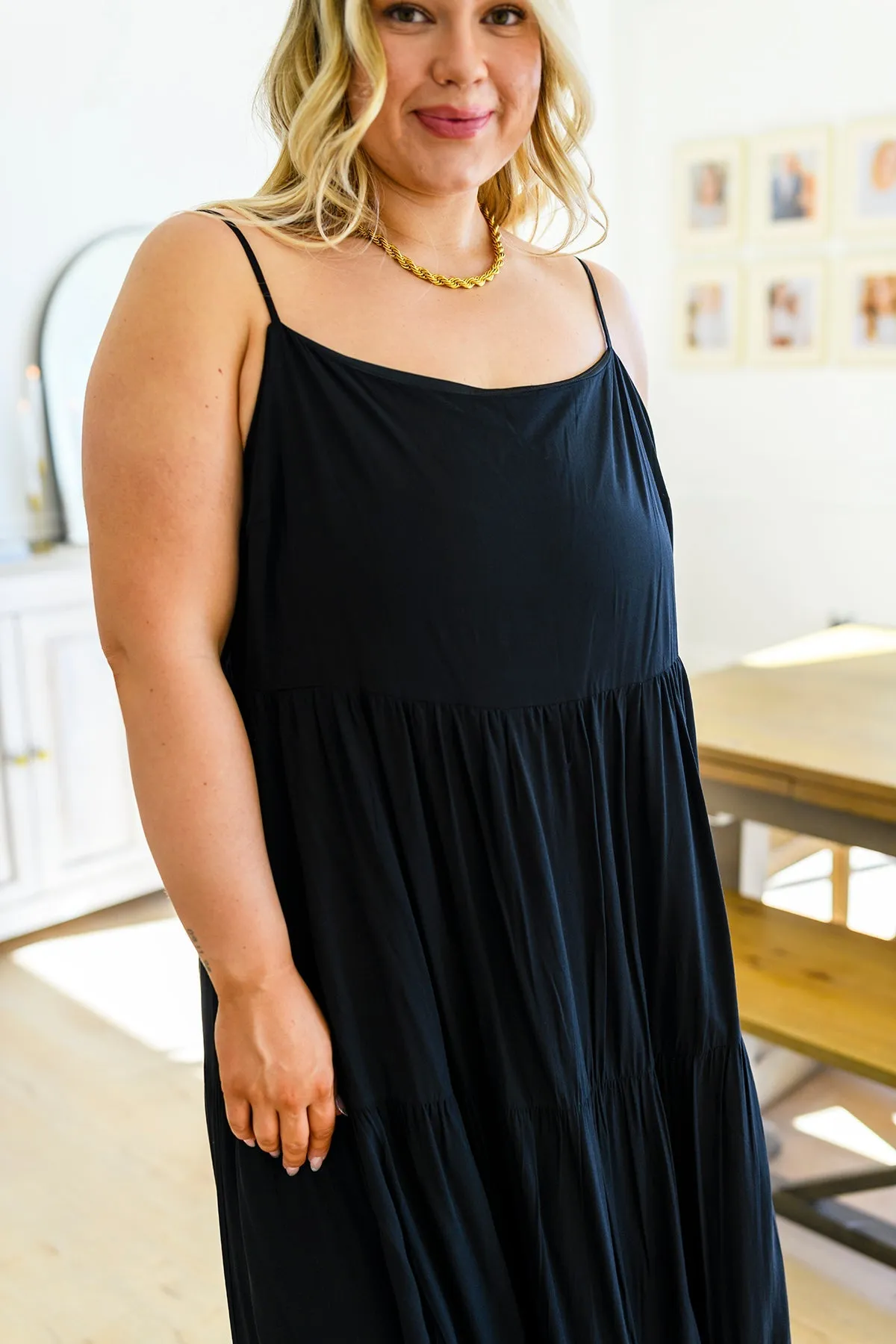 Classically Cool Tiered Maxi Dress in Black