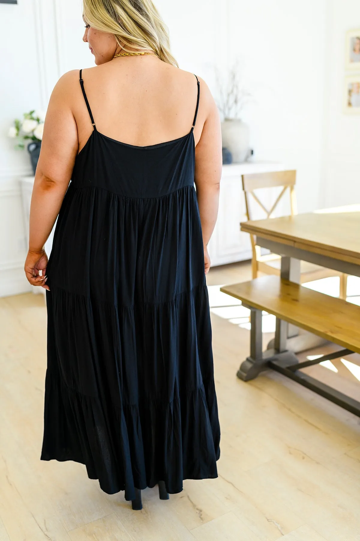 Classically Cool Tiered Maxi Dress in Black