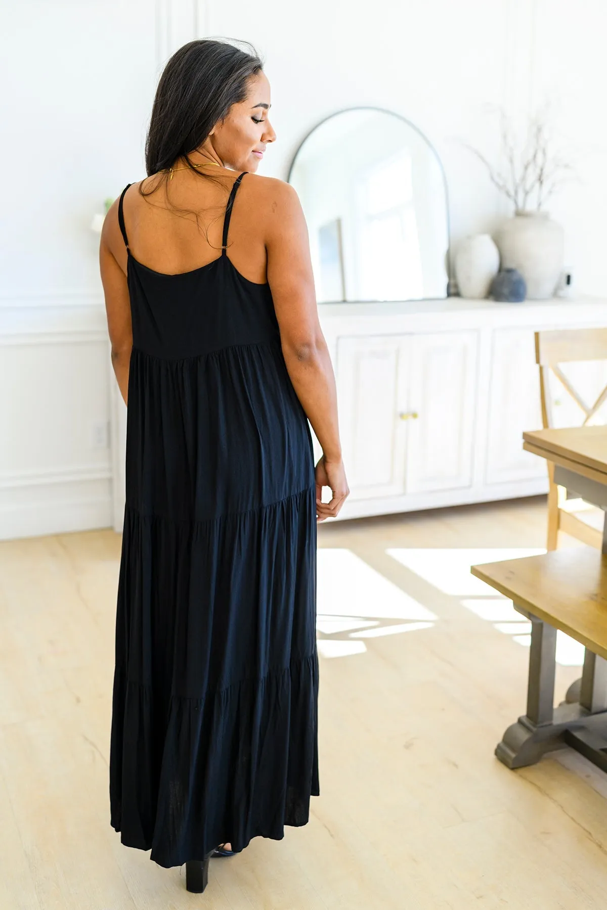Classically Cool Tiered Maxi Dress in Black