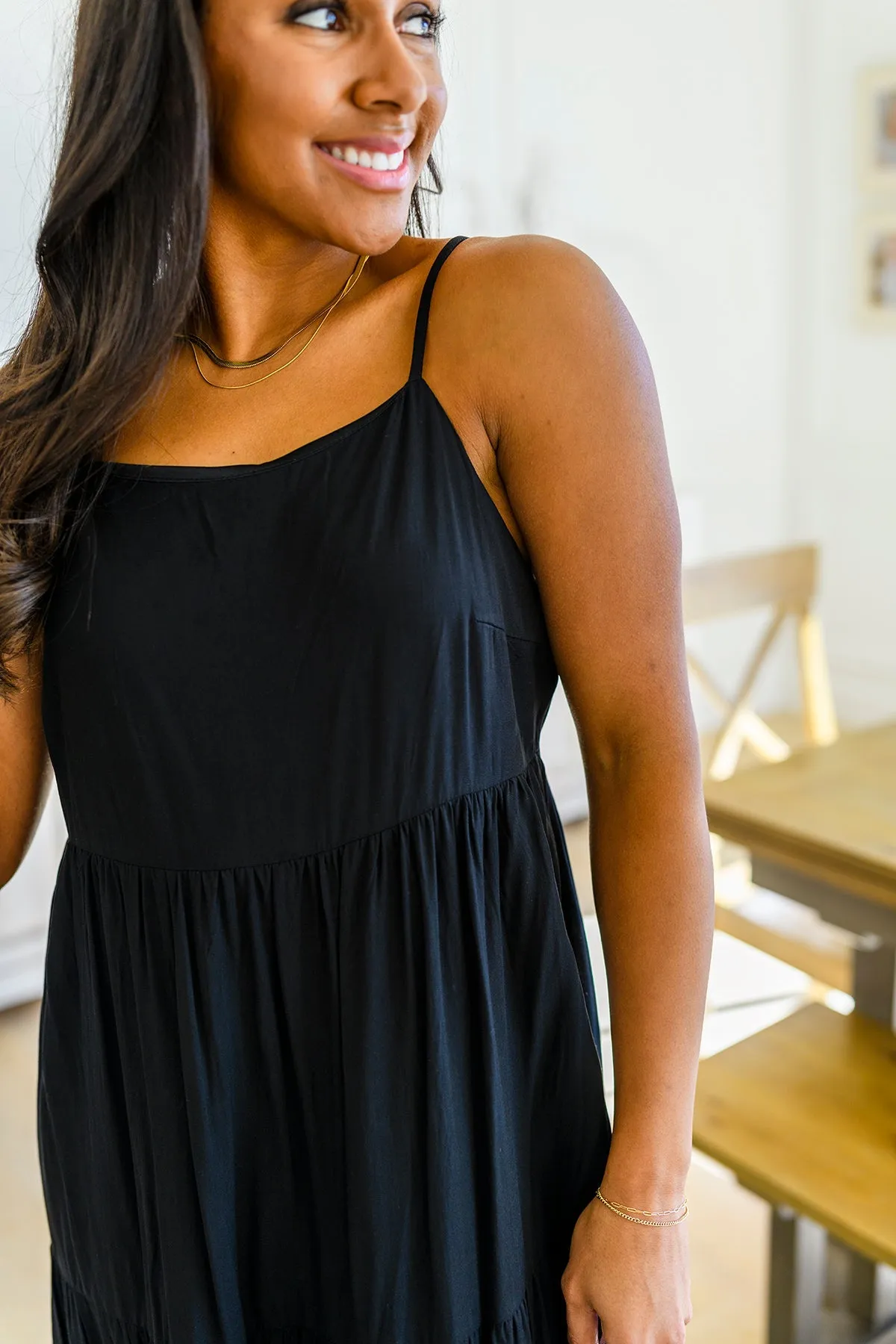 Classically Cool Tiered Maxi Dress in Black