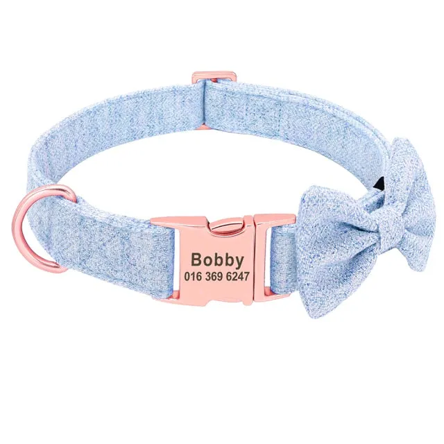 Classy Bow And Leash Set: Personalized Collar And Leash