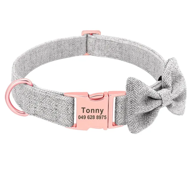 Classy Bow And Leash Set: Personalized Collar And Leash