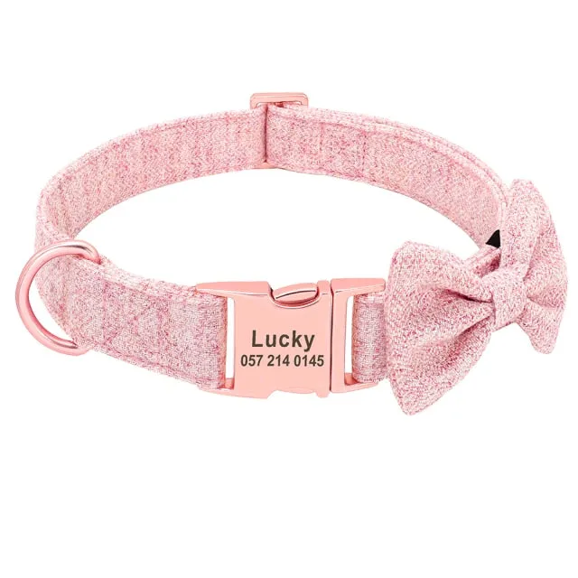 Classy Bow And Leash Set: Personalized Collar And Leash