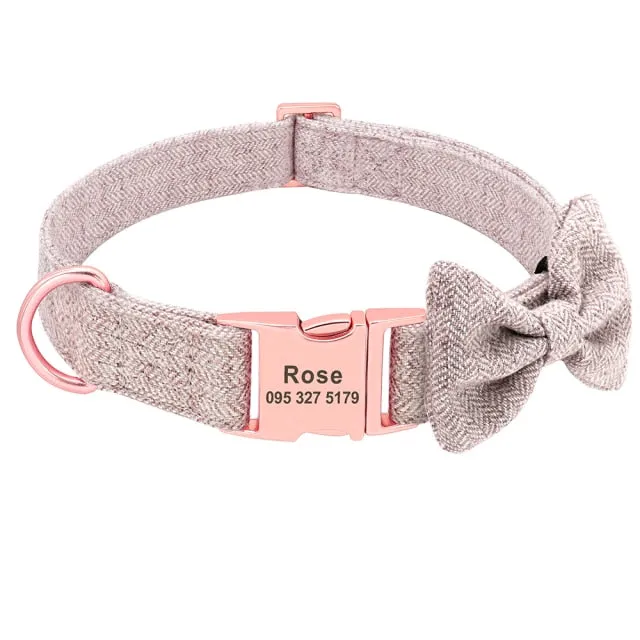 Classy Bow And Leash Set: Personalized Collar And Leash