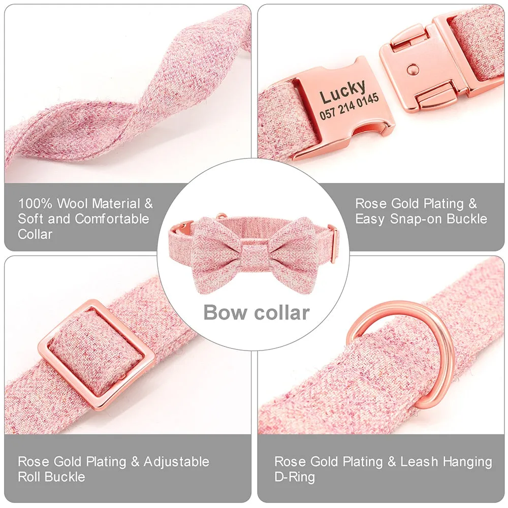 Classy Bow And Leash Set: Personalized Collar And Leash