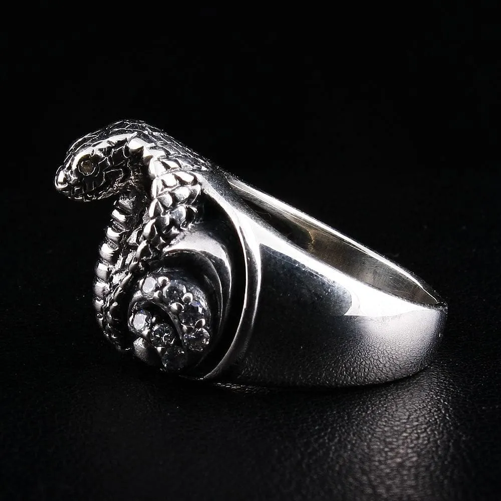 Cobra Snake Sterling Silver Ring