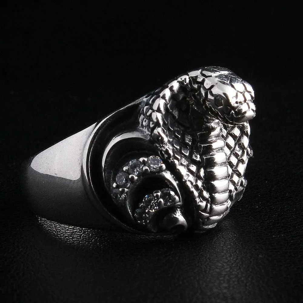 Cobra Snake Sterling Silver Ring