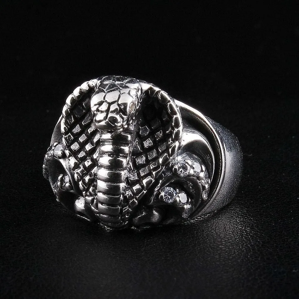 Cobra Snake Sterling Silver Ring