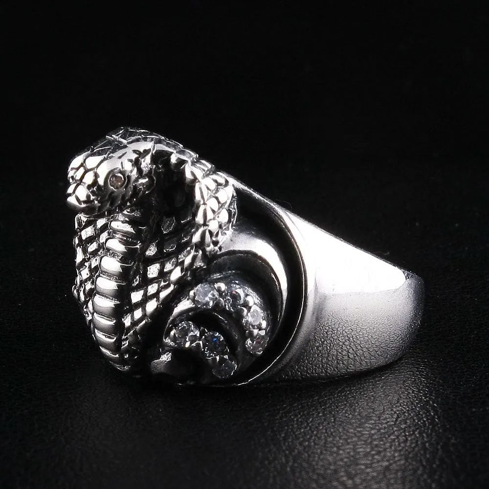Cobra Snake Sterling Silver Ring