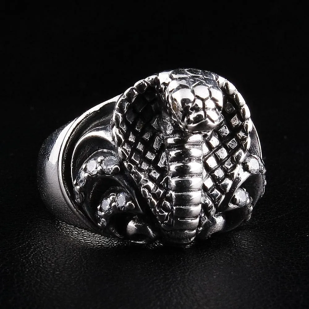 Cobra Snake Sterling Silver Ring