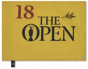 Collin Morikawa Autographed Open Championship Pin Flag UDA
