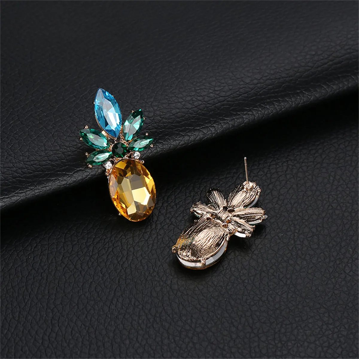 Colored Crystal & 18K Gold-Plated Pineapple Drop Earrings