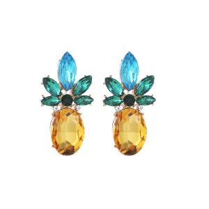 Colored Crystal & 18K Gold-Plated Pineapple Drop Earrings
