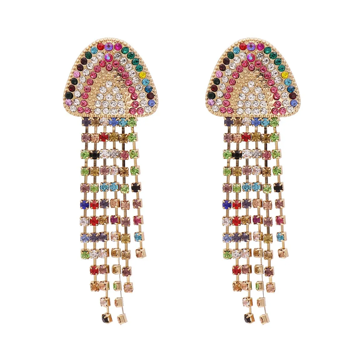 Colored Cubic Zirconia & 18K Gold-Plated Jellyfish Drop Earrings