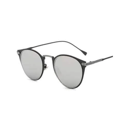 Cool Metal Cat Eye Mirrored Sunglasses - Silver