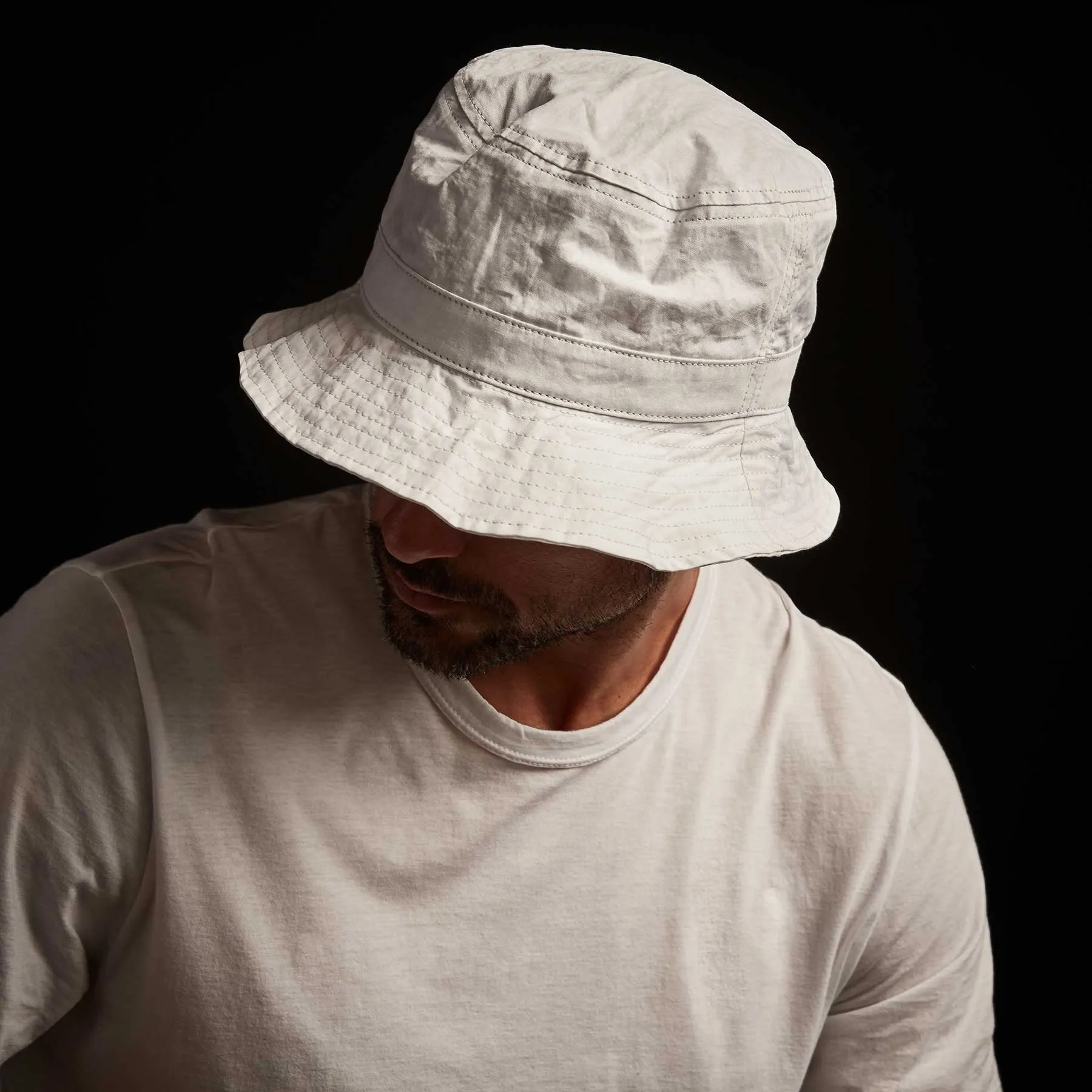 Cotton Metal Poplin Bucket Hat - White
