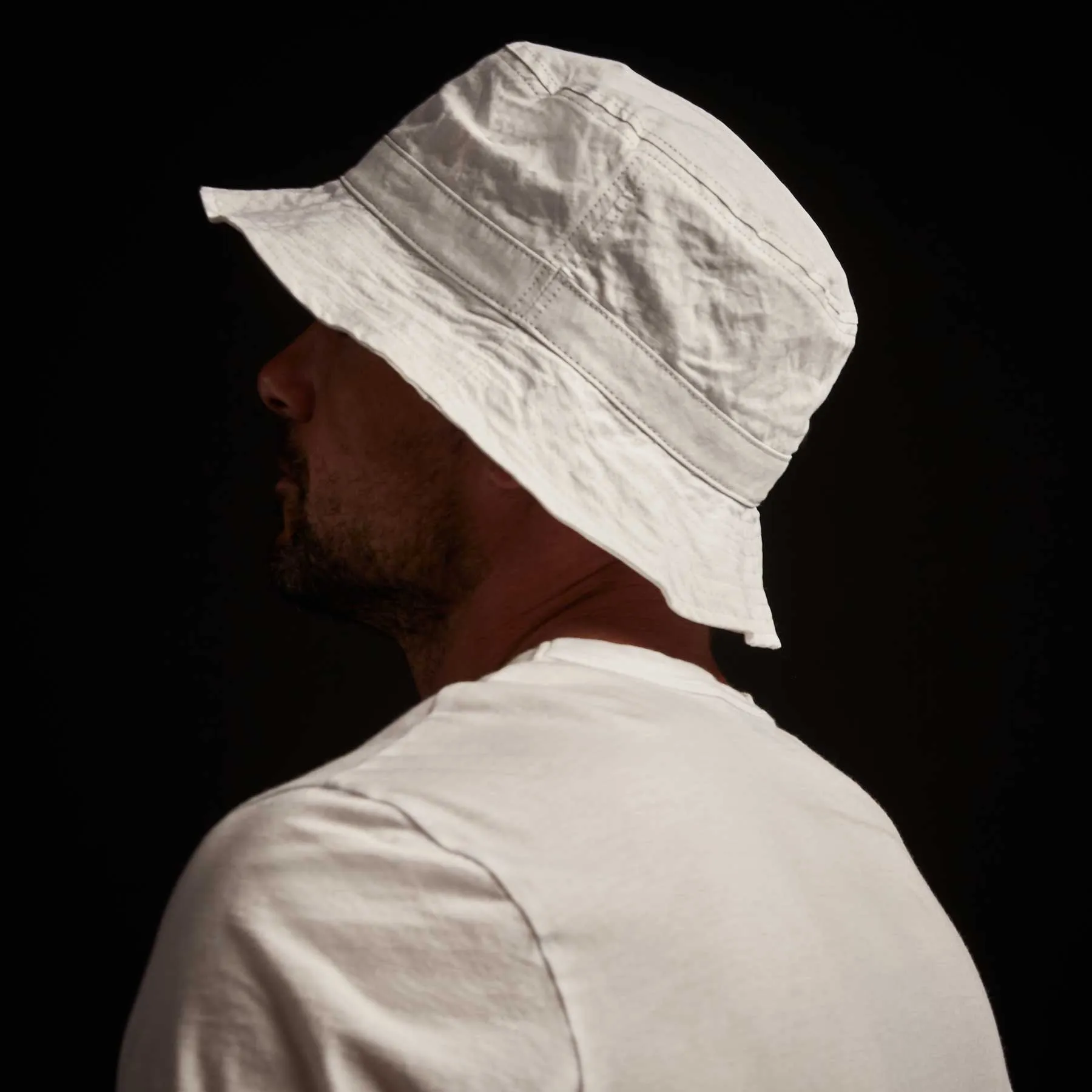 Cotton Metal Poplin Bucket Hat - White