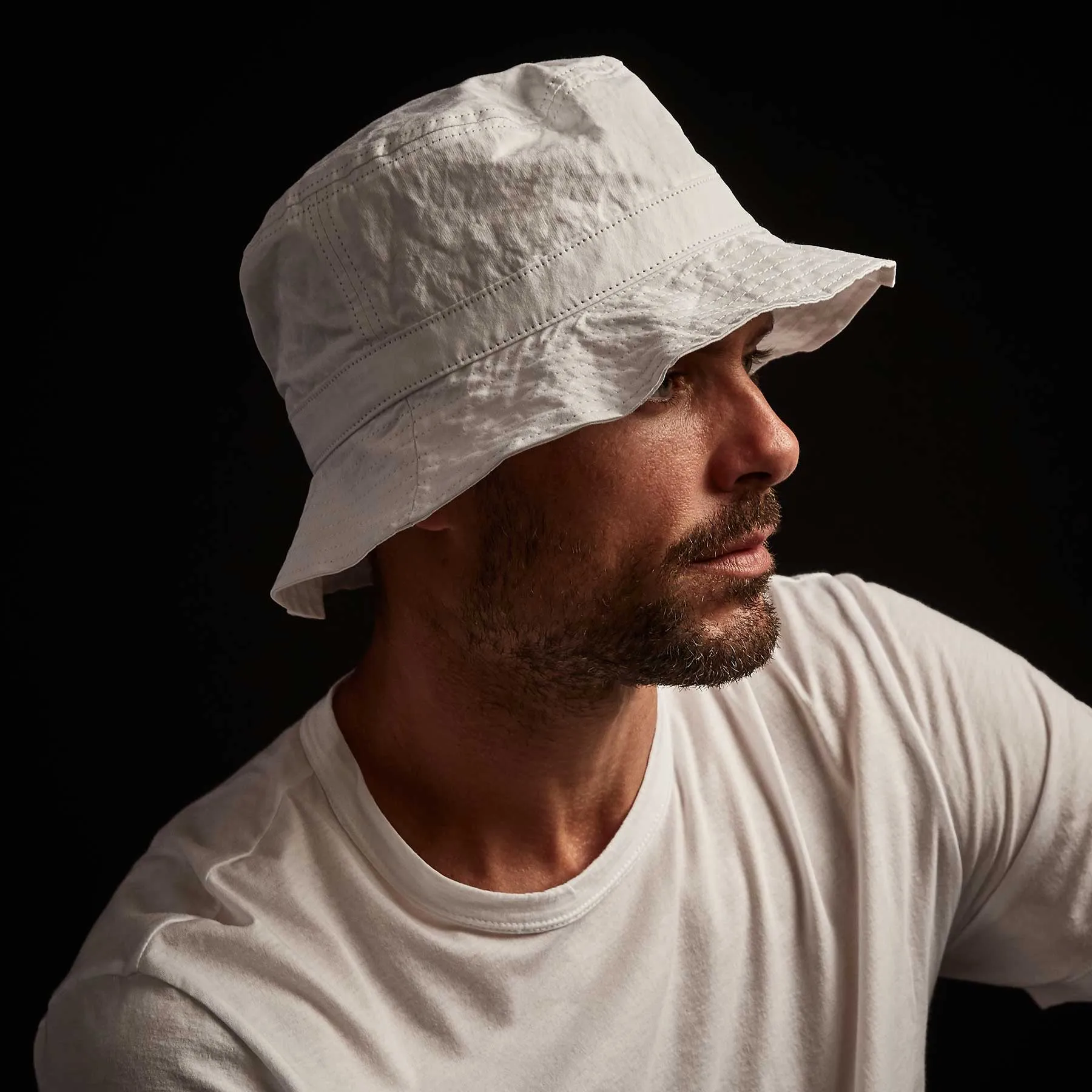Cotton Metal Poplin Bucket Hat - White
