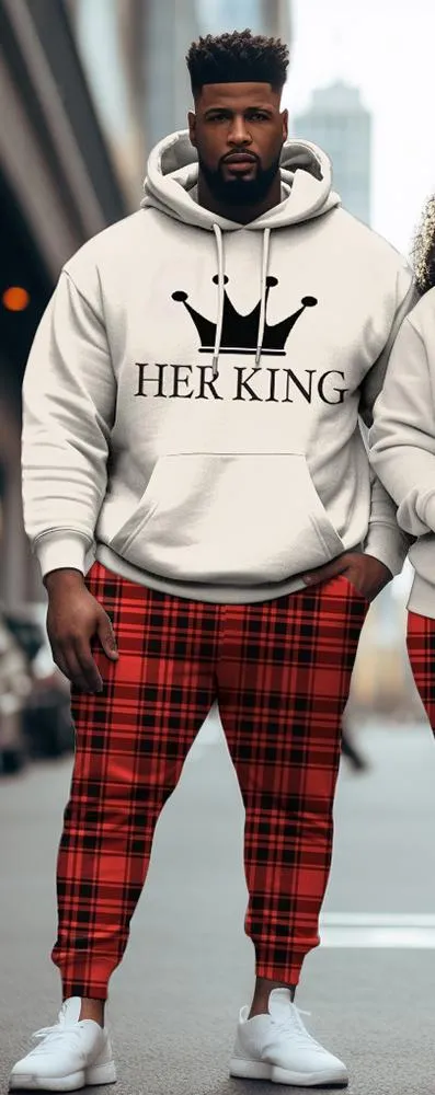 Couple Large Size Casual Couple Outfit HisQueen HerKing Hoodie Set