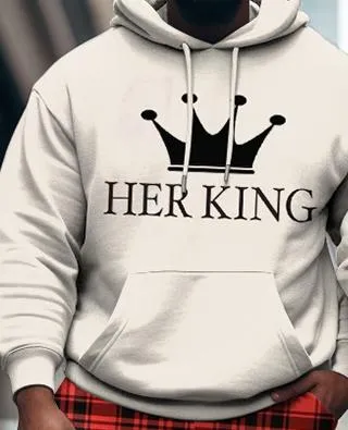 Couple Large Size Casual Couple Outfit HisQueen HerKing Hoodie Set