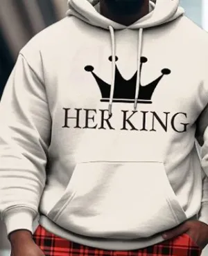 Couple Large Size Casual Couple Outfit HisQueen HerKing Hoodie Set