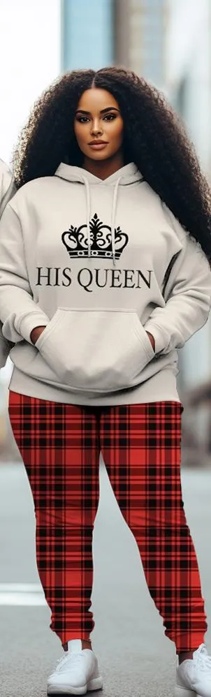 Couple Large Size Casual Couple Outfit HisQueen HerKing Hoodie Set