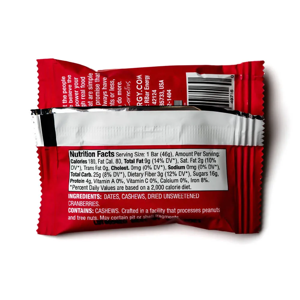 Cranberry Cashew Energy Bar - 10 Pack