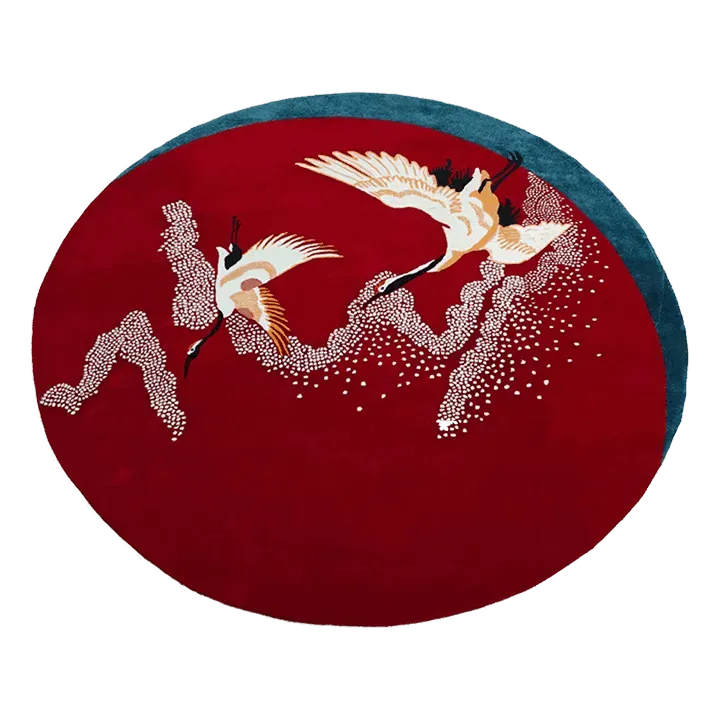 Crimson Flight Hand Tufted Round Rug
