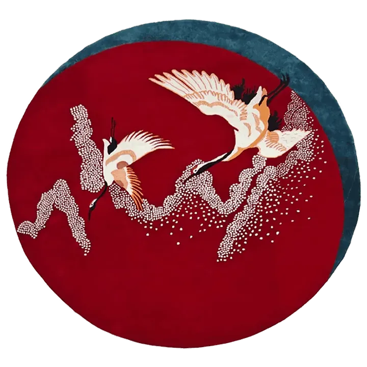 Crimson Flight Hand Tufted Round Rug