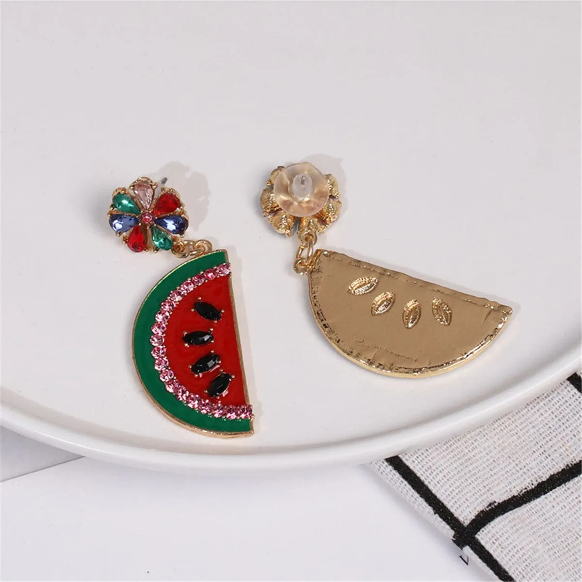 Crystal & Cubic Zirconia Watermelon Drop Earrings