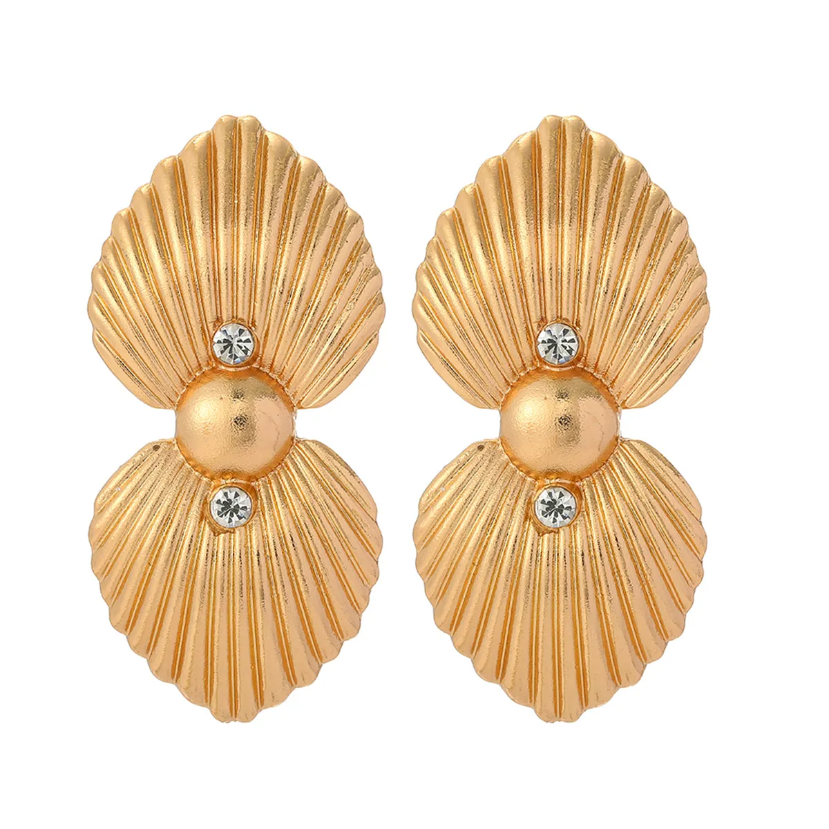 Cubic Zirconia & 18K Gold-Plated Shell Drop Earrings